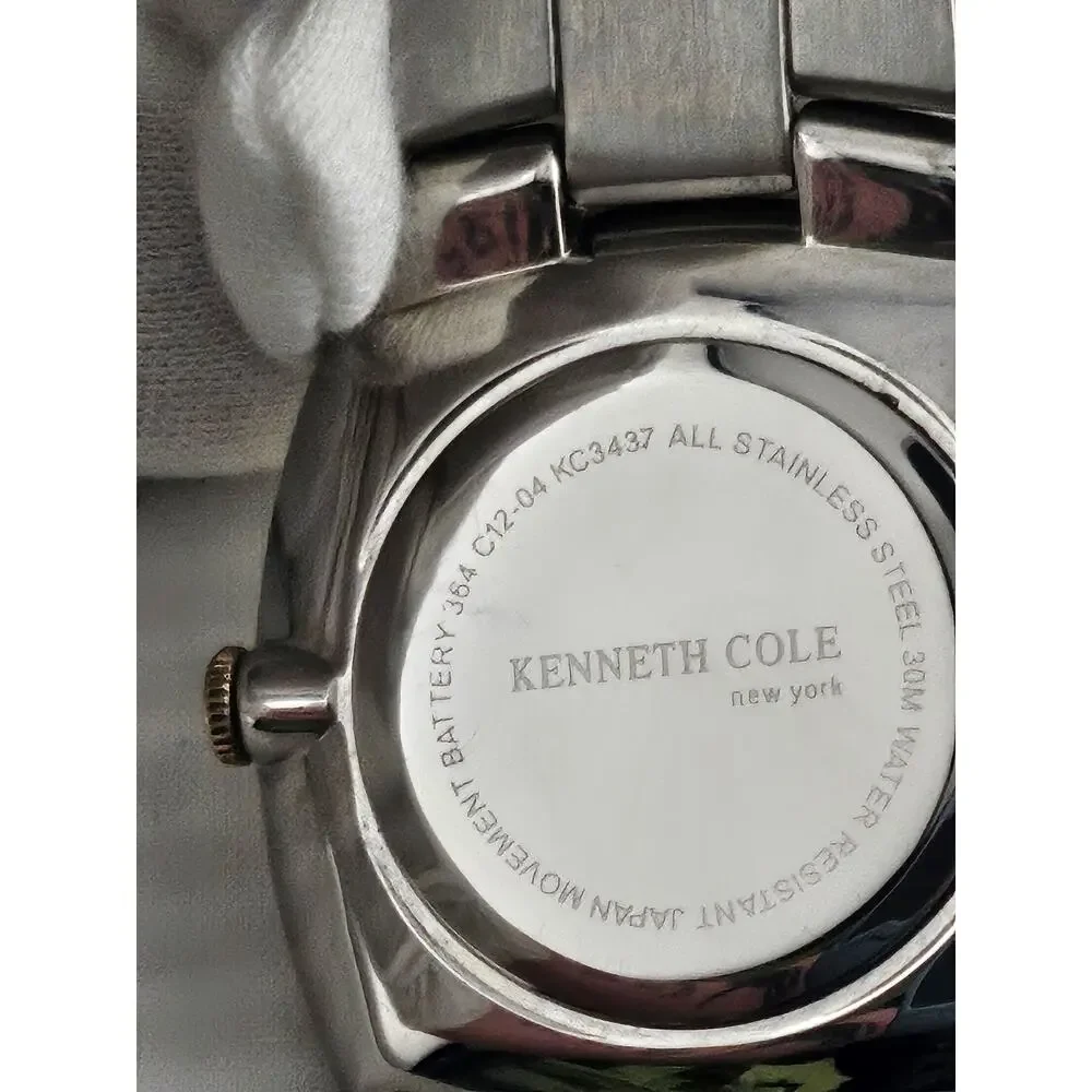 NWOT Mens Kenneth Cole New York KC 3437 Thin Quartz Watch New Battery Runs